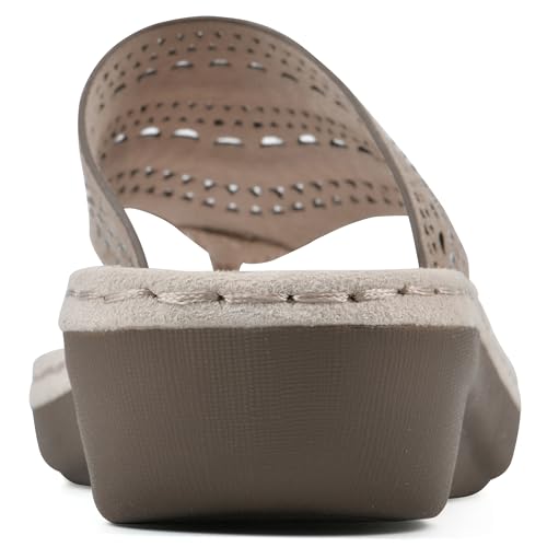 Image of CLIFFS BY WHITE MOUNTAIN Women's Comate Rhinestoned Mini Wedge Flip Flop Sandal