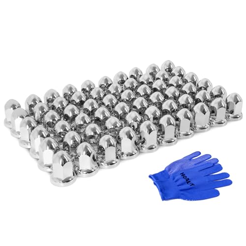 HQALTY 60Pcs Lug Nut Covers 33mm Bullet Flanged ABS Chrome Plastic Anti-Rust Push-on Nut Covers for...