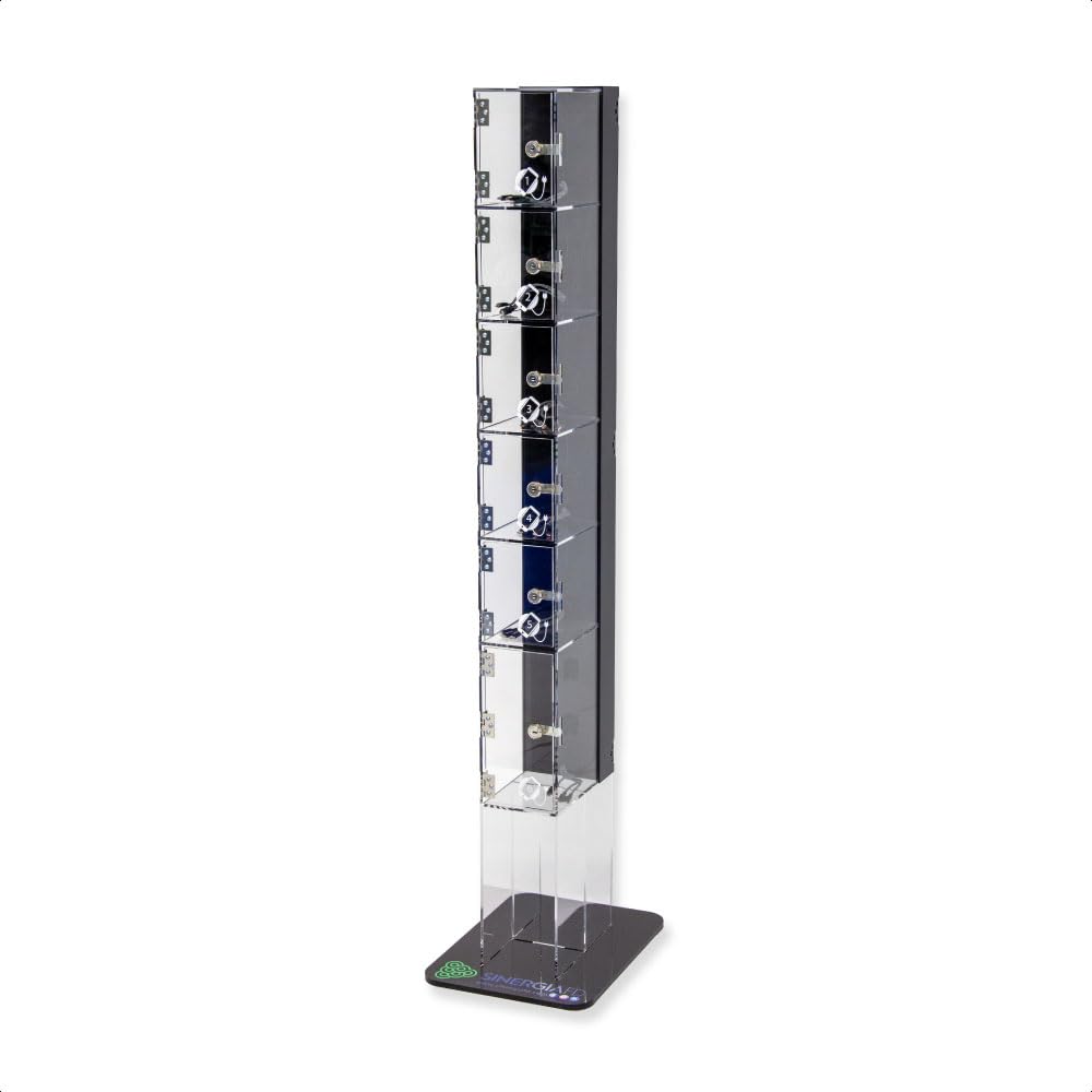 Colonnina di ricarica per smartphone con locker numerati, stazione di ricarica multipla con chiusura a chiave, ideale per uffici, negozi ed eventi (Verticale 6 Scomparti)