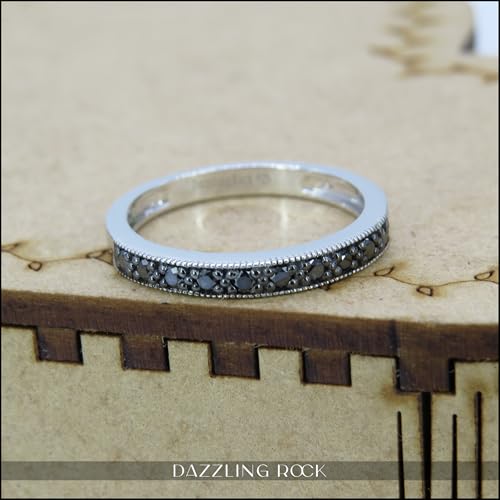 Dazzlingrock Collection 0.20 Carat (ctw) Round Black Diamond Ladies Anniversary Wedding Band 1/5 CT, Sterling Silver3