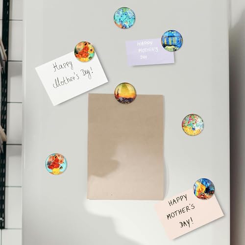 Set de 12 imanes decorativos de vidrio para refrigerador, 3 cm diámetro miniatura 3