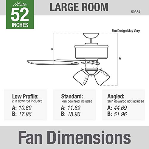 Hunter Fan Company, 50854, 52 inch Whittier Matte White Ceiling Fan with LED Light Kit and Pull Chain - Image 6