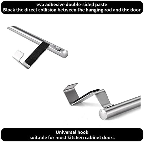 Netspower 2Pcs Over Door Towel Rail Stainless Steel Over Cabinet Door Tea Hand Towel Rack 23cm/36cm Silver Over Door Towel Bar Holder No Drilling for Kitchen Bathroom Cupboards