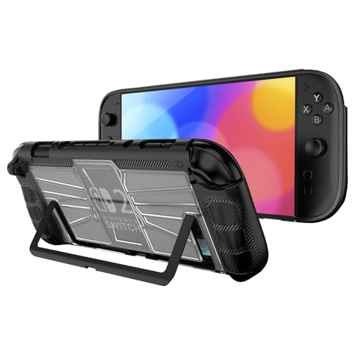 For Switch 2 ケース カバー 分体式設計 着脱簡単 Lucktree 保護ケース PC素材 超薄 軽量 全面保護 傷防止 超耐衝撃 指紋防止 黄ばみなし (ブラック)