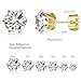 Gemsme 3-8mm Cubic Zirconia Gold Earrings for Women/Men Trendy - Hypoallergenic Stainless Steel With 18K Yellow Gold Plated 6-Sprong-setting Round CZ Stud Earrings Set - 6 Pairs