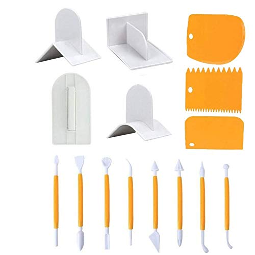 Eighosee Kit de 15 herramientas para alisar y decorar tartas, herramienta de modelado de azúcar, espátula, cuchillo, kit de herramientas de glaseado suave