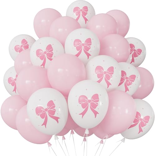 Ballons roses avec nœud pastel Lot de 50 de 30,5 cm pour décoration de fête