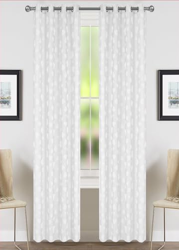 HOME ZEN HOUSEHOLD LINEN Rideau en bouclé jacquard art HEART avec motif de cœurs et œillets de 4 cm de diamètre, semi-transparent, 140x280 cm, fini dans...