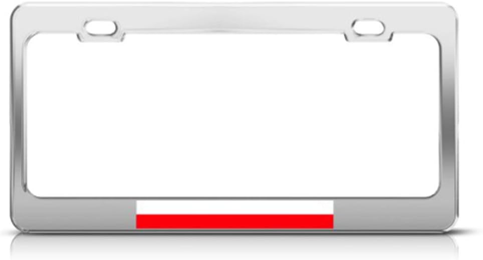 Speedy ProsMetal License Plate Frame Poland Flag Polish Country Style A Car Accessories Chrome 2 Holes