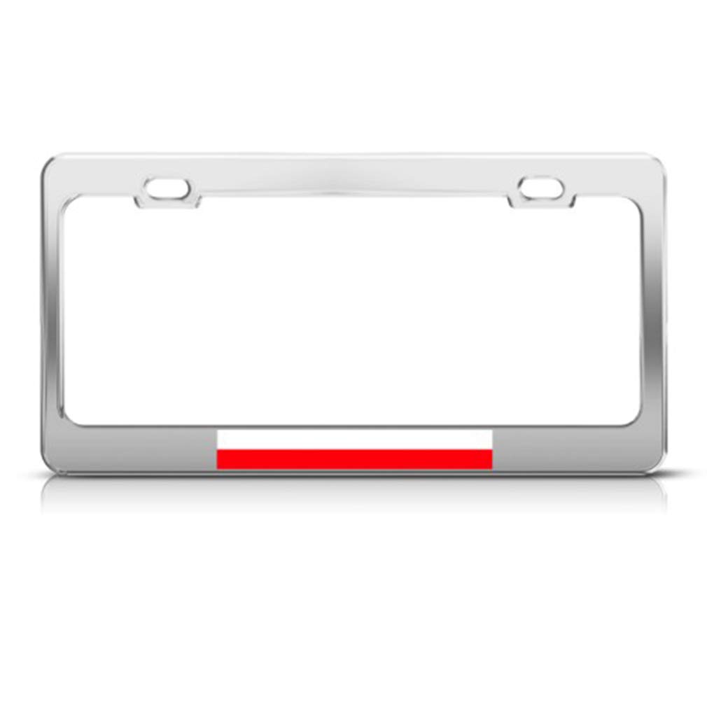 Speedy ProsMetal License Plate Frame Poland Flag Polish Country Style A Car Accessories Chrome 2 Holes