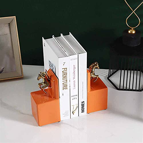 Dailyint Decorative Bookends Living Room Decoration Modern European-Style Bookends Animal Bookends Golden Horse Ceramic Bookends A Pair Of Creative Bookshelves Decoration Non-Slip Bookends #TOP1