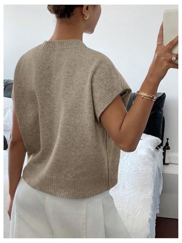 Image of SOLY HUX Women's Short Sleeve Sweater 3D Floral Sweaters Pullover Tank Tops Knit Vest Trendy Fashion Clothing