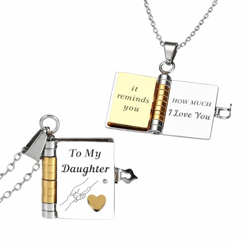 Gifts Daughter from Mom Dad To My Daughter Necklace Book Necklace for Daughter Girls Charm Book Birthday Mothers Day Gift Easter Christmas Message Pendant Necklace for Teens Stuffers