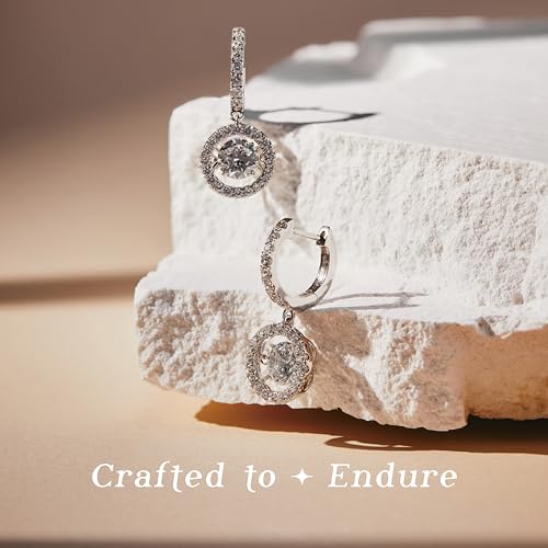 ARINZA Dangle Moissanite Earrings for Women, Sterling Silver Drop Hoop Dancing Diamond Earrings with 2 Carat (1ct Each), Jewelry Gift for Her, Wife, Girlfriend, Mom, Anniversary, Birthday, Christmas4