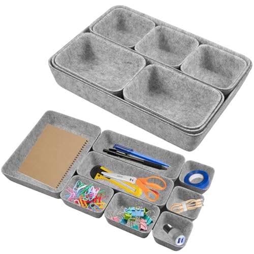 BOUTICOL 8 Stück Schubladen Organizer Filz, Drawer Organizer, Schubladen Ordnungssystem, Stapelbare Organizer Schublade, Geeignet für Schreibtisch, Frisiertisch, Büro, Nachttisch, Kleiderschrank