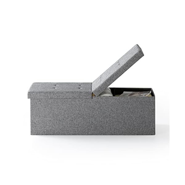 Otto & Ben 45" Storage Ottoman with SMART LIFT Top, Upholstered Tufted