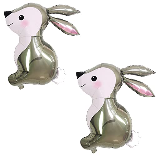 Finypa Bunny Balloons Easter Bunny Shape Mylar Foil Party Supplies Forest Animals Baby Shower Birthday Party Decoration 81.3 cm Pack of 2