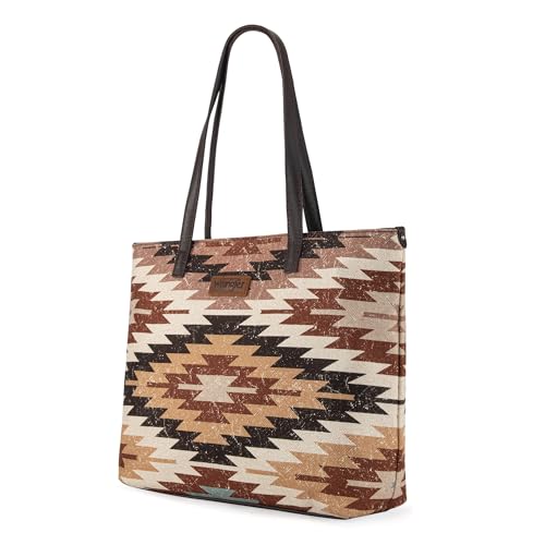 Image of Montana West Wrangler Aztec Print Canvas Tote Bag Capacity Shoulder Bag for Work, Travel & Everyday Use