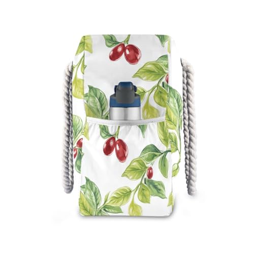 Green Coffee Plants White But First Coffee Sturdy Women Tote Bag with side pocketes Rubber Beach Bag for Pool Gym Grocery Travel3