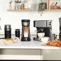 Salter Siebträgermaschine mit Milchaufschäumer – Einzel- oder Doppelbezug, Espressomaschine mit 20-Bar italienische Druckpumpe, für gemahlenen Kaffee geeignet, 1,1 l Wassertank, Edelstahl, 1350W – Ansicht 4