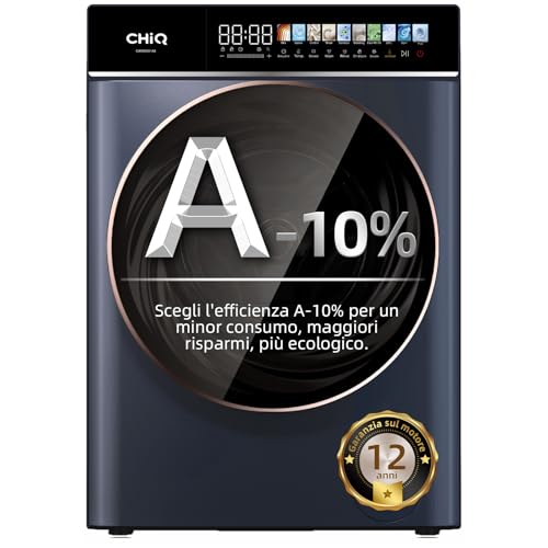 CHiQ CW106581AX Lavatrice a Carica Frontale-10kg, Classe A-10%, Motore inverter BLDC, 1400 giri/min,...