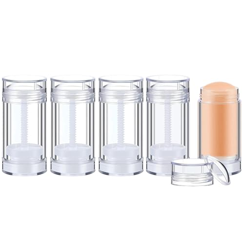 meleg otthon 5 Pcs Empty Deodorant Containers 1 oz/30ml Twist Up Refillable Deodrant Containers Leak Proof Clear Deodorant Bottles Round Lip Balm Tubes for DIY Lipstick Crayon