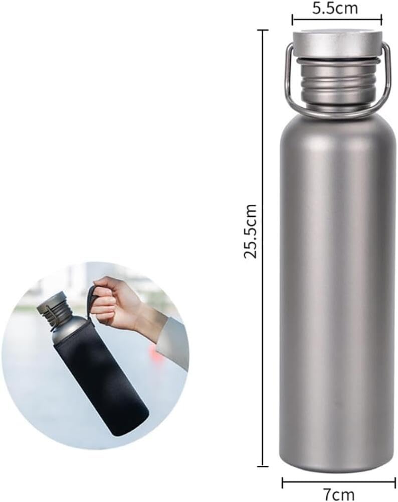 Bouteille d'eau en titane de 750 ml - Fournitures de camping en plein air - Pour tourisme, sport, cyclisme, randonnée, camping - Avec manchon
