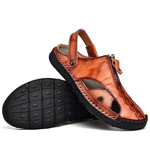 Men's Outdoor Sandals Breathable Summer Beach Shoes Closed Toe Hiking Fisherman Non-Slip Comfortable Casual Leather Sandals3