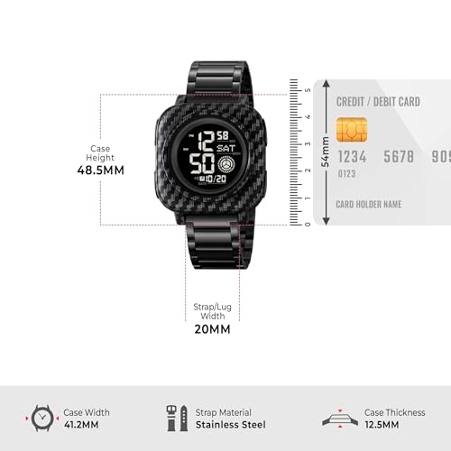 Image of SKMEI Square Digital Sports Watch Water Resist Stainless Steel 2131