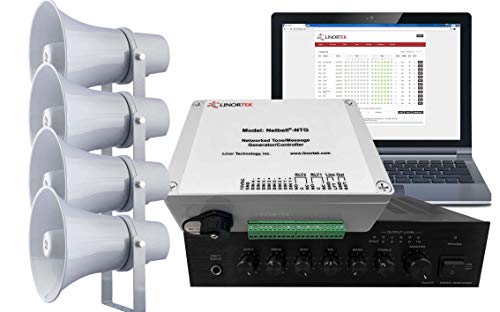 Netbell-NTG-H4 Loud Horn Speaker Industrial PA System w/Network PA System Controller Tone Generator for Factories Warehouses Break Time Alerts, Live Announcements, Emergency Notifications