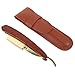 FOMIYES Porta Rasoio Barbiere Manuale con Custodia in Pelle Marrone Supporto Professionale Compatto e Portatile per Uso Domestico e Viaggi Regalo Pratico per Uomo immagine