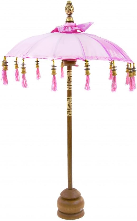 Koyal Wholesale Balinese Umbrella Stand 34-Inch Tall Light Pink Moroccan Bali Style Home Décor, Tabletop Bali Umbrella Centerpiece Umbrella Decor