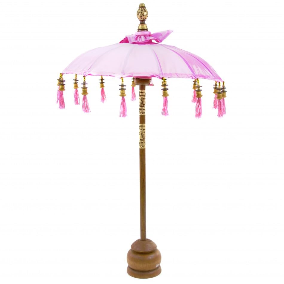 Koyal Wholesale Balinese Umbrella Stand 34-Inch Tall Light Pink Moroccan Bali Style Home Décor, Tabletop Bali Umbrella Centerpiece Umbrella Decor