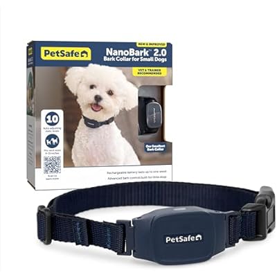 PetSafe NanoBark 2.0 Bark Collar for Small Dogs Lightweight, Adjustable 4-15" Neck Smart Bark Detection Auto-Adjusting Static Correction Waterproof & Rechargeable Up to 7 Days Battery