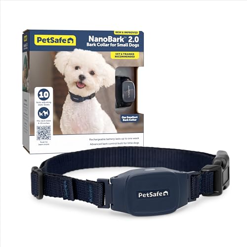 PetSafe NanoBark 2.0 Bark Collar for Small Dogs - Lightweight, Adjustable Dog Collar - Smart Bark Detection - Auto-Adjusting Static Correction - Waterproof & Rechargeable - 4–15