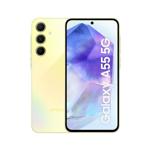 Samsung Galaxy A55 5G, Factory Unlocked Android Smartphone, 128GB, 8GB RAM, 2 day battery life, 50MP Camera, Awesome Lemon, 3 Year Manufacturer Extended Warranty (UK Version)