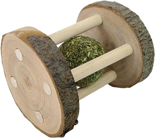 Hehglng Wooden Rabbit Chew Toy Natural Play Toy, Wood Teeth Grinding Toy with Bell for Parrot, Rabbit, Chinchilla, Guinea Pig, Small Animals Toys for Pet Supplies