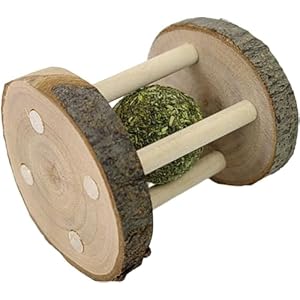 Hamster Rabbit Chew Toy Natural Wooden Play Toy, Wood Teeth Grinding Toy with Bell for Parrot, Rabbit, Chinchilla, Guinea Pig, Hamster Small Animals Toys for Pet Supplies, Decorations