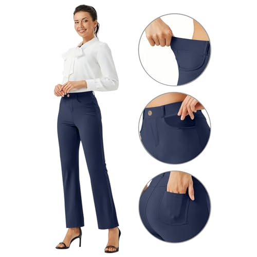 Women High Waist Wide Straight Leg Trousers Casual Slacks Dress Pants Comfortable Business Office Pant with Pockets3