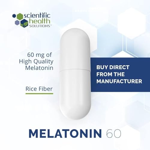 Scientific Health Solutions Melatonin 60mg | High Dosage Melatonin in Easy-to-Swallow Capsules | Vegan, Non-GMO & Gluten-Free | US-Made Extra Strength Melatonin (Single) - Image 4