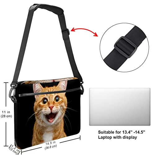 Sac ordinateur 13-14 pouces chat orange - Sacoche bandoulière multicolore pour PC portable