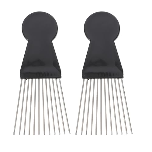 KALLORY Detangling Comb 2pcs for Braid Tools Metal Afro Black Women Men Lift Styling Wig Salon and Combs Detangle African Comb Hair Barber Hairdressing Pick Male Picks Home American Afro Pick -  H4XK2112F5Q271L3ME4TJF