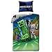 Halantex - MNC199 - Minecraft - Juego de cama individual con funda de edredón y funda de almohada oficial - Multicolor - 100% algodón - 140 x 200 cm