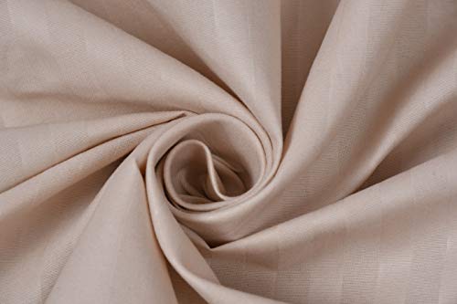 Image of 300 TC Glace Cotton Plain Stripe Queen Size Single Bedsheet with 1 Pillow Cover for Home, Hotel, Guest Room (60 X 90) Inch Tan Pack 1