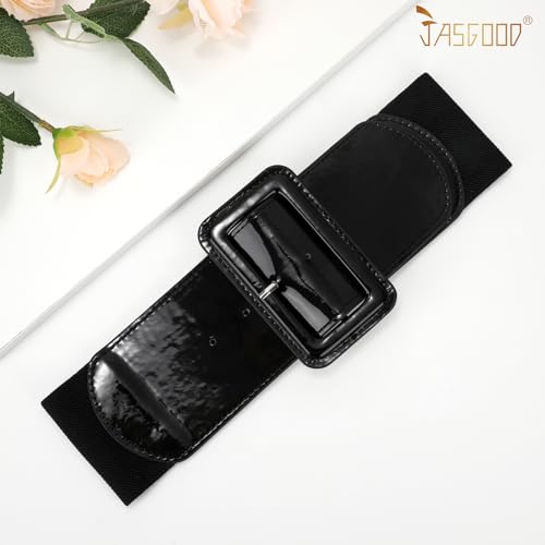 JASGOOD Women Wide Stretchy Belt Vintage Elastic Waist Belt for Dresses Fashion Ladies Waist Belt with Square Buckle2