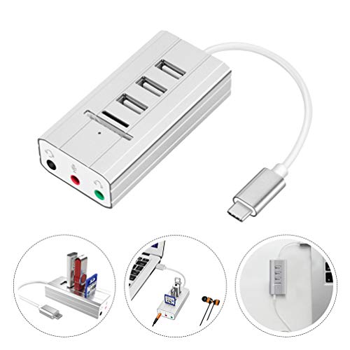 UKCOCO Adaptador de Hub de Porta Tipo C Adaptador de 3 Portas Usb Leitor de Placa de Som Externo Doc