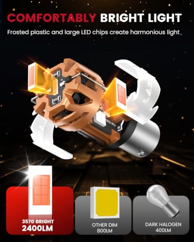 Image of LASFIT D2 1156 LED Bulb 7506 Red Brake Tail Lights 500% Brighter Error Free