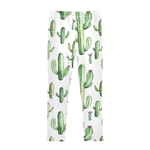 Cactus Girls' Leggings Toddler Doodles White Kids Yoga Pants Dance Active Tights 4T2