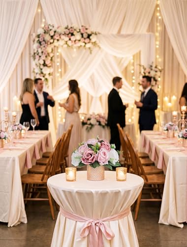 BLOSMON Fake Flower Wedding Decorations: 10 Pcs Dusty Pink Rose Flower Balls Table Centerpiece Decor - Artificial Silk Floral Bouquet Arrangement for Birthday Party Baby Shower Hom image 1
