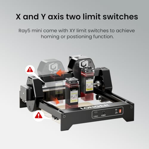 Image of LONGER Ray5 Laser Engraver, 5000mW Portable Laser Engraver & Cutter, 12000mm /min High-Speed, for Wood, Acrylic, Glass & Leather, Ideal for Small Business & DIY, 160x160mm Working Area